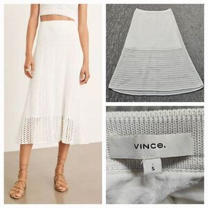 Vince Crochet Knit Skirt White Womens Size S Small $345‎ Style V733678434